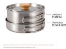 304 Stainless Steel Camping Cookware Set – Portable Frying Pan & Soup Pot with Folding Handles