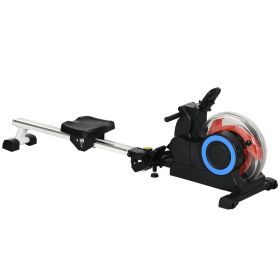 Soozier Foldable Water Rowing Machine – 6 Resistance Levels, LCD Monitor & Aluminum-Alloy Rail, 264 lb Capacity