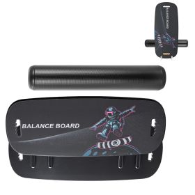 Wooden Balance Board Trainer with Roller – Wobble Board with Magnetic Stoppers & Storage Rack