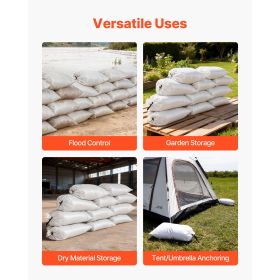 Heavy-Duty Flood Sandbags – 50-Pack 14" × 26" Empty Woven Polypropylene Bags with Tie Strings & UV Protection