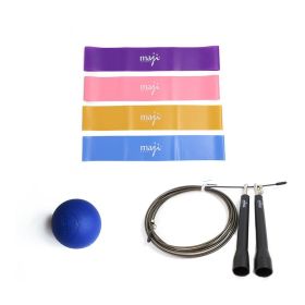 3-in-1 Portable Fitness Set – 4 Booty Bands, Natural Rubber Trigger Point Ball & High-Speed Jump Rope