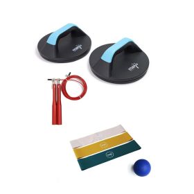 Portable Full-Body Fitness & Self-Massage Kit – Rotating Push-Up Bars, Speed Jump Rope, 3 Resistance Bands & Massage Ball
