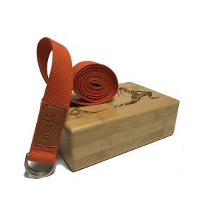 Maji Sports Yoga Strap & Bamboo Block Set – Flexibility, Stretching & Pose Support Kit