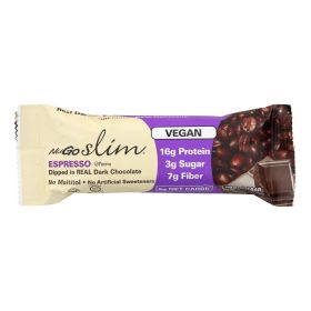 NuGo Slim Espresso Protein Bars – Dark Chocolate Coffee Flavor, 1.59 oz Bars, Case of 12