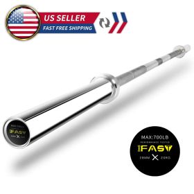 7.2 ft Olympic Barbell – 700 lb Capacity with Rotating Sleeves & Knurled Grip
