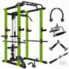 Multi-Functional Power Cage – Adjustable Squat & Pull-Up Rack, 1,000 lb Capacity, Green