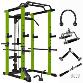 Multi-Functional Power Cage – Adjustable Squat & Pull-Up Rack, 1,000 lb Capacity, Green