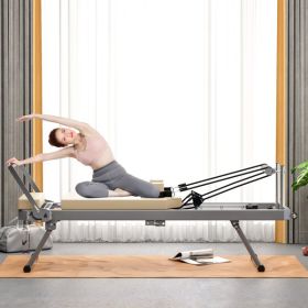 Foldable Pilates Reformer Machine – 11 Resistance Options, 5 Elastic Cords & 330.5 lb Capacity