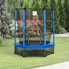 4.5FT Kids Trampoline, Blue, with Safety Enclosure Net and Springless Design, Steel Frame, for Ages 3 to 6