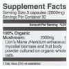 Organic Lion’s Mane Mushroom Capsules – 90 Count Vegan Dietary Supplement