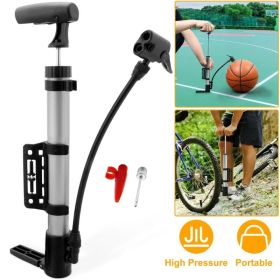 Portable Mini Bike Tire Pump with Frame Mount & Sports Ball Needle (Option: Silver)