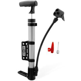 116 PSI Mini Bike Tire Pump – Portable Frame-Mount Pump with Ball Needle (Option: Silver)