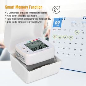 Rechargeable Wrist Blood Pressure Monitor – 2" LCD, Voice Function & Dual-User Memory (Option: White)