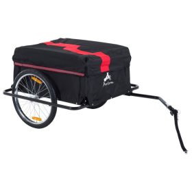 20" Two-Wheel Bicycle Cargo Trailer – Red Luggage Wagon with Removable Cover (Option: Black and Red-900x190x710 mm)