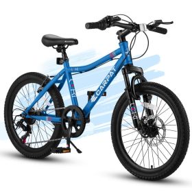 Ecarpat S20101 TrailRider 20" Kids’ Mountain Bike – 7-Speed with Front Disc Brake (Option: Blue)