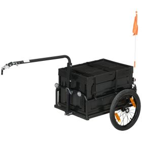 Aosom Foldable Bike Cargo Trailer with 17.25-Gallon Storage Box – 88 lb Capacity (Option: Black-675x253x510 mm)