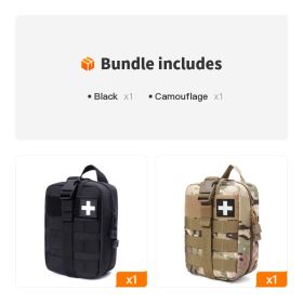 Outdoor Tactical Medical & First Aid Kit – Mountaineering, Survival & Emergency Gear (Color: Black+Camouflage)