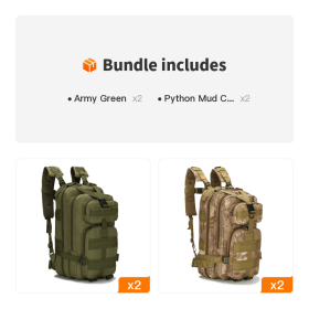 Outdoor Tactical Camping Backpack – Portable Sports & Adventure Gear Bag (Color: Army Green*2+Python Mud Color*2)