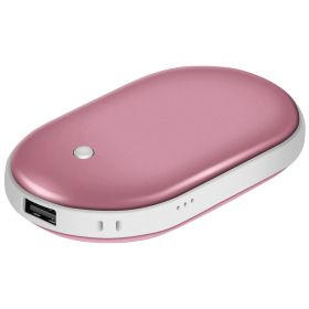 Portable Rechargeable Hand Warmer – 5000mAh Power Bank, Double-Sided Heating (Color: Rose Gold)