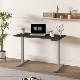 Electric Standing Desk Adjustable Height Desk with Two-Piece Tabletop Home Office Computer Workstation Sit Stand up Desk (Main Material: Metal & Wood, Main Color: Grey+Black)