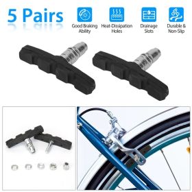 5-Pair 70mm V-Brake Pad Set – Bicycle Brake Blocks for Road & Mountain Bikes (Option: Black)