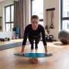 Wooden Balance Board with Cork Roller & Storage Rack – Stability & Core Trainer