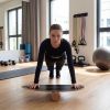 Wooden Balance Board with Cork Roller & Storage Rack – Stability & Core Trainer