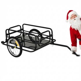 Aosom Foldable Heavy-Duty Bicycle Cargo Trailer – 110 lb Capacity with Removable Side Panels (Option: Black-800x765x190 mm)